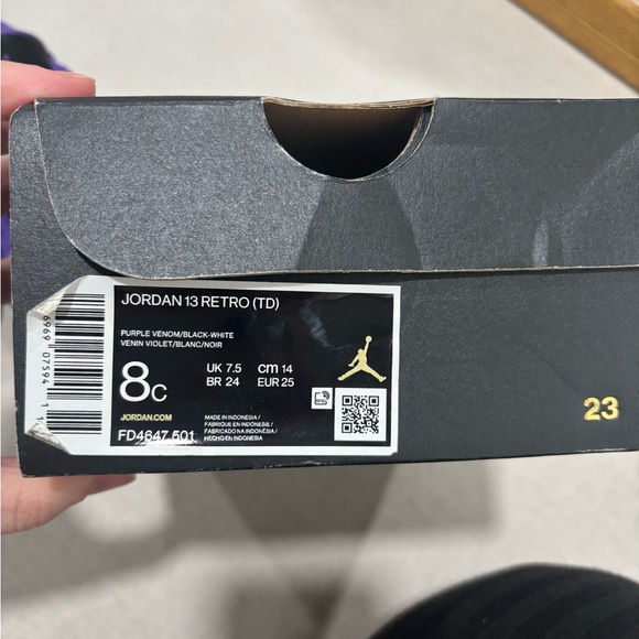 AIR JORDAN TODDLER Kids Air Jordan 13 TD "Purple Venom" Size 8c - Picture 8 of 9